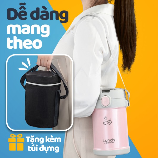 Bộ Hộp Cơm Giữ Nhiệt 2GOOD Lunch Box HC01 (2000ml) - Kèm Muỗng Và Đũa Inox 304