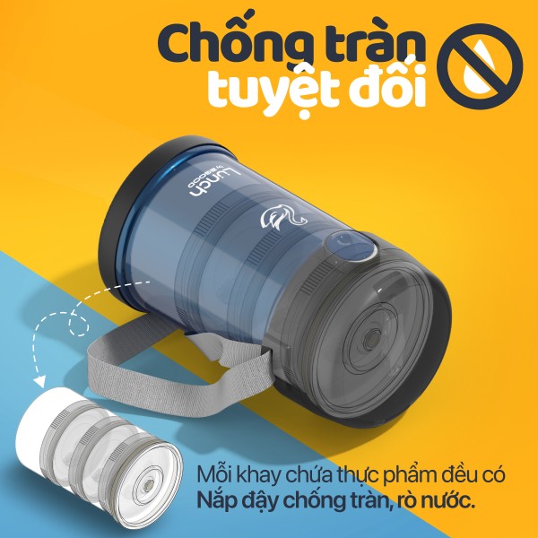 Bộ Hộp Cơm Giữ Nhiệt 2GOOD Lunch Box HC01 (2000ml) - Kèm Muỗng Và Đũa Inox 304
