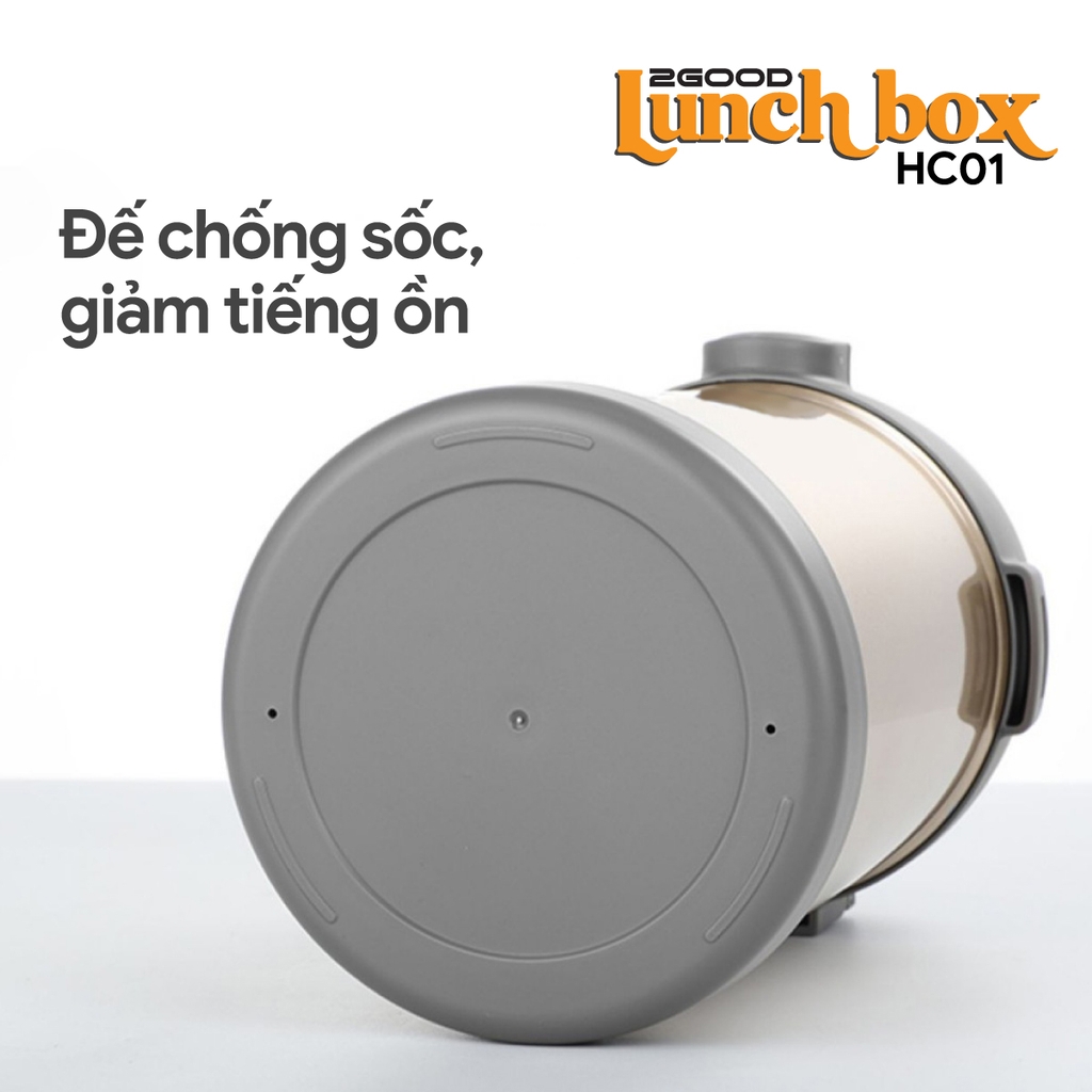 Bộ Hộp Cơm Giữ Nhiệt 2GOOD Lunch Box HC01 (2000ml) - Kèm Muỗng Và Đũa Inox 304