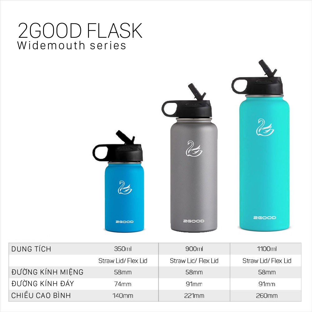 Bình Giữ Nhiệt 2GOOD Wide Mouth WM-01 900ml (Pacific)