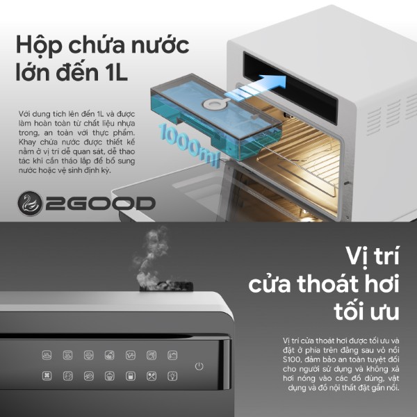 Nồi Chiên Không Dầu Kèm Hấp 2GOOD S100 (20 Lít)