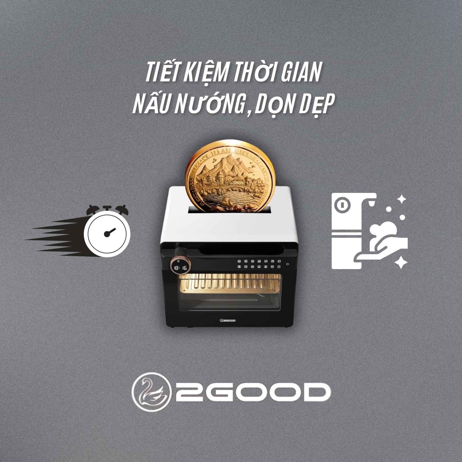 Nồi CHIêN KHôNG Dầu 2GooD S100 Nấu 4-5 Món Cùng Lúc TIết KIệm THời GIAN