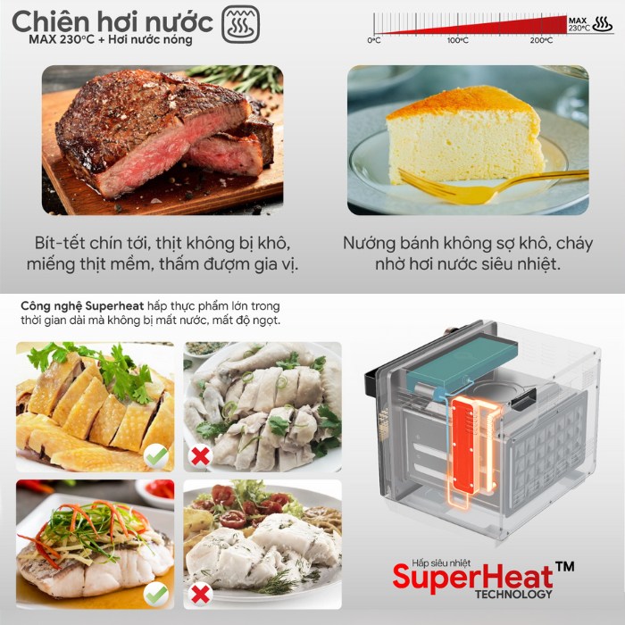 đồ ăn khi được chiên hơi nước bằng nồi chiên hơi nước 2Good S100 với công nghệ superheat
