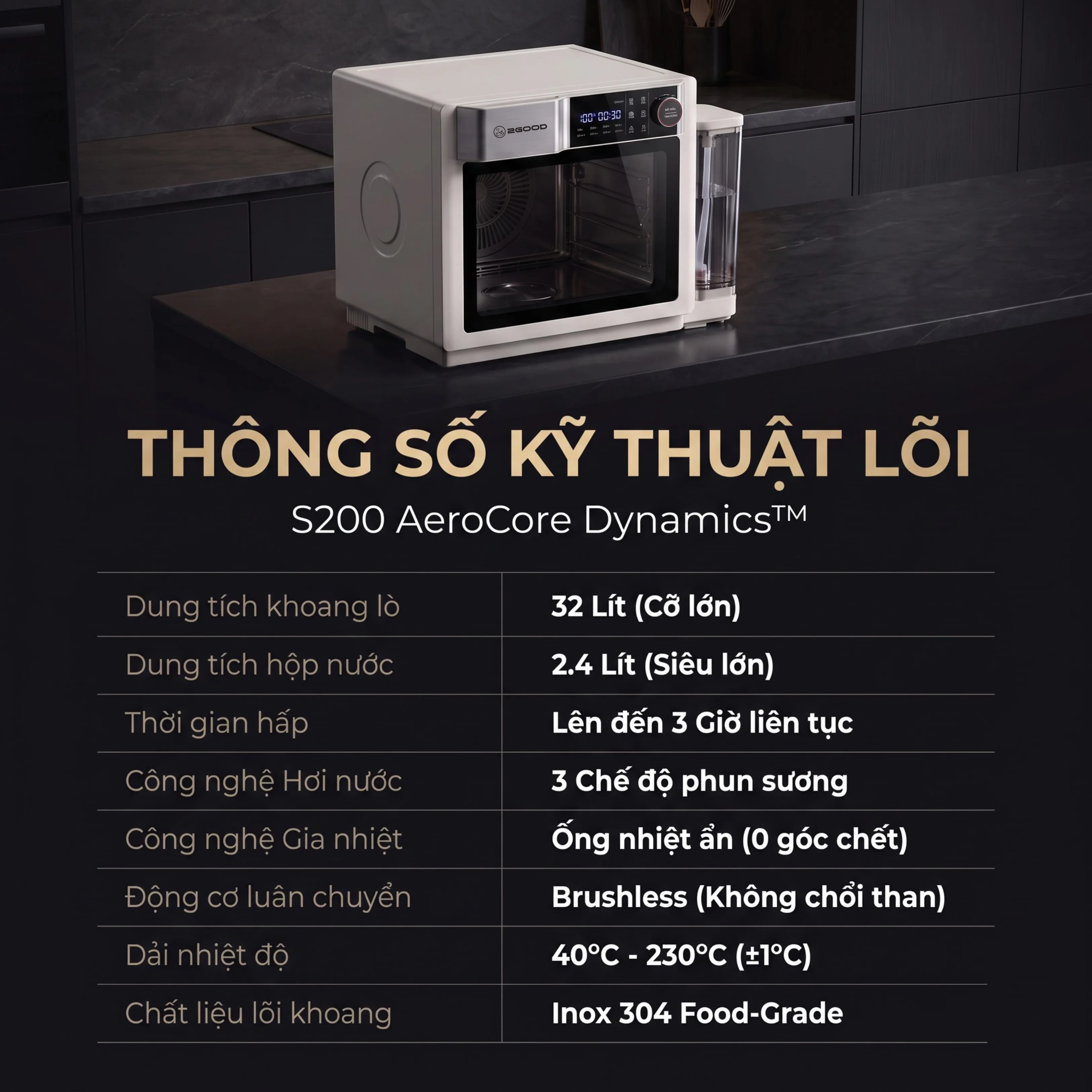 Nồi chiên hơi nước 2good s200 - Aerocore Dynamics 32L