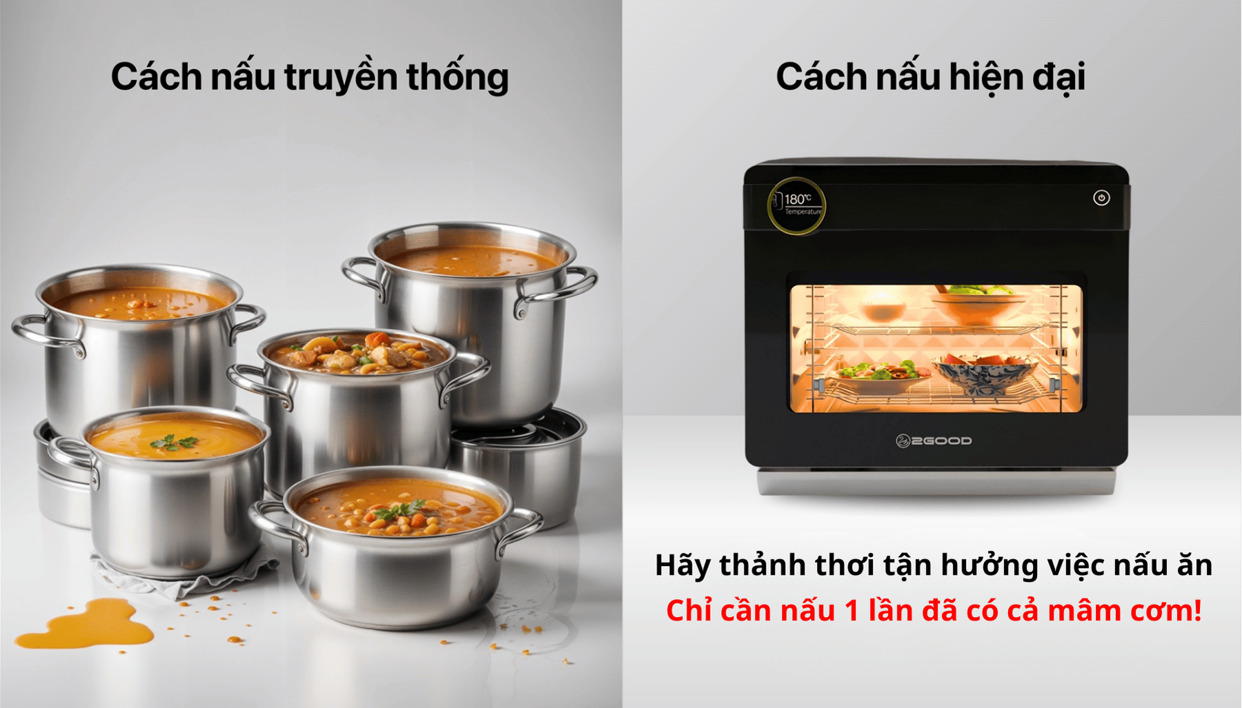 So sánh cách nấu truyền thống và cách nấu hiện đại