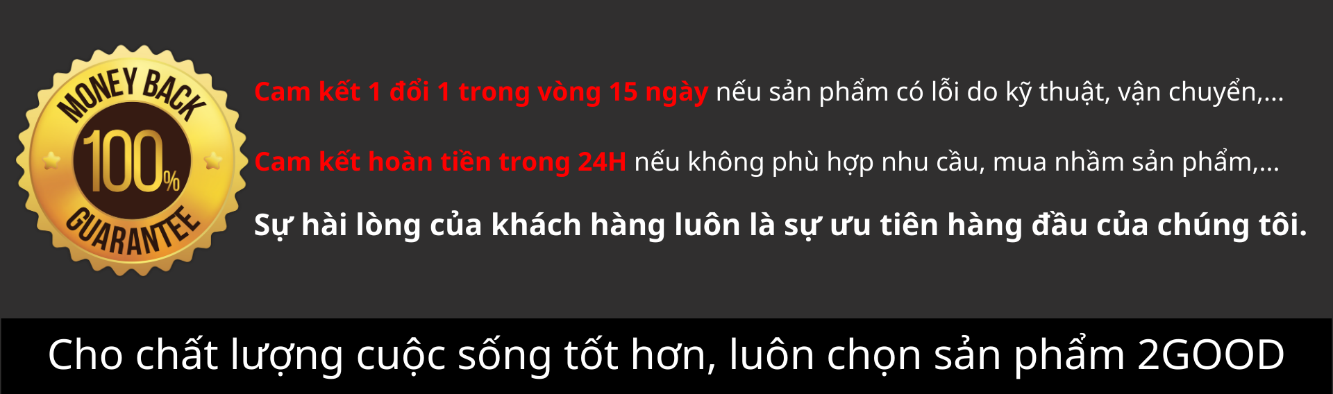 Cam Kết 2GOOD vấn đề hoàn trả và hoàn tiền