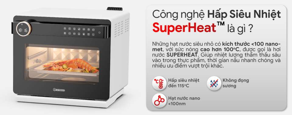 Công nghệ hấp siêu nhiệt SuperHeat của nồi chiên không dầu 2Good S100 20L