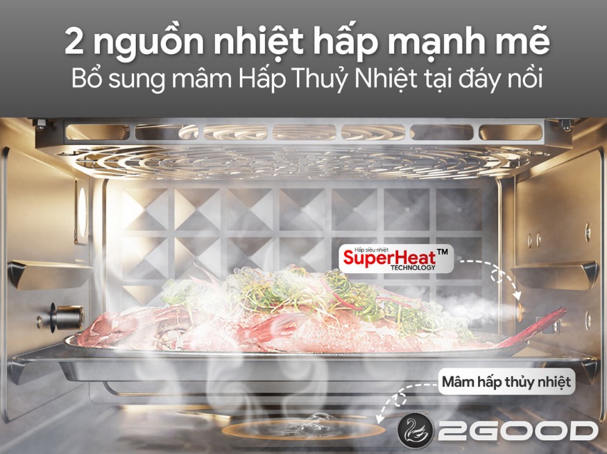 công nghệ hấp mâm nhiệt của nồi chiên hơi nước 2GOOD S100