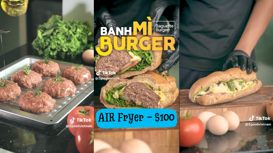 Burger Bò Bằng Nồi Chiên S100