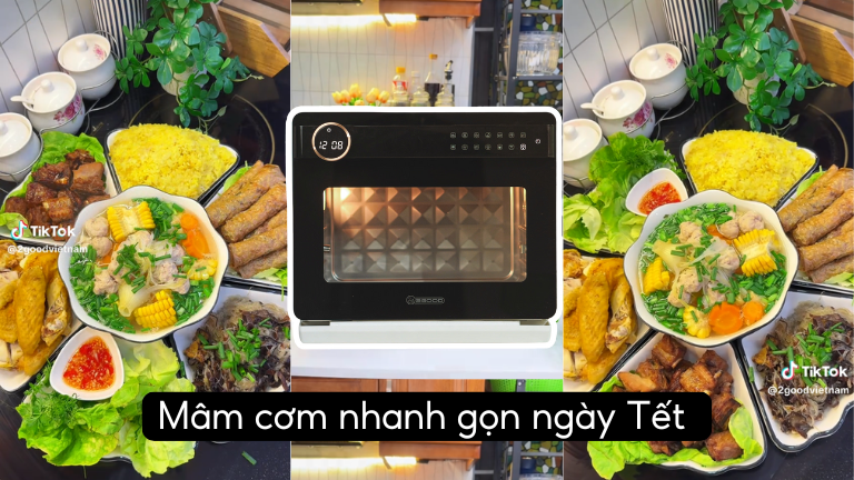 Mâm Cơm Tết Gà Luộc Và Xôi, Rau Củ , Giò Nhanh Gọn