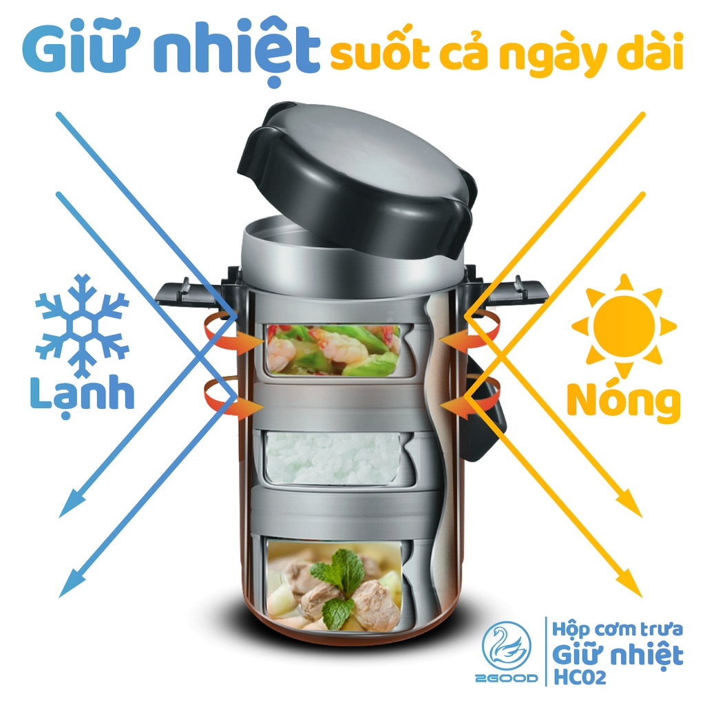 Hộp cơm giữ nhiệt 2GOOD HC-02 (2 lít) - Hàng Chính Hãng