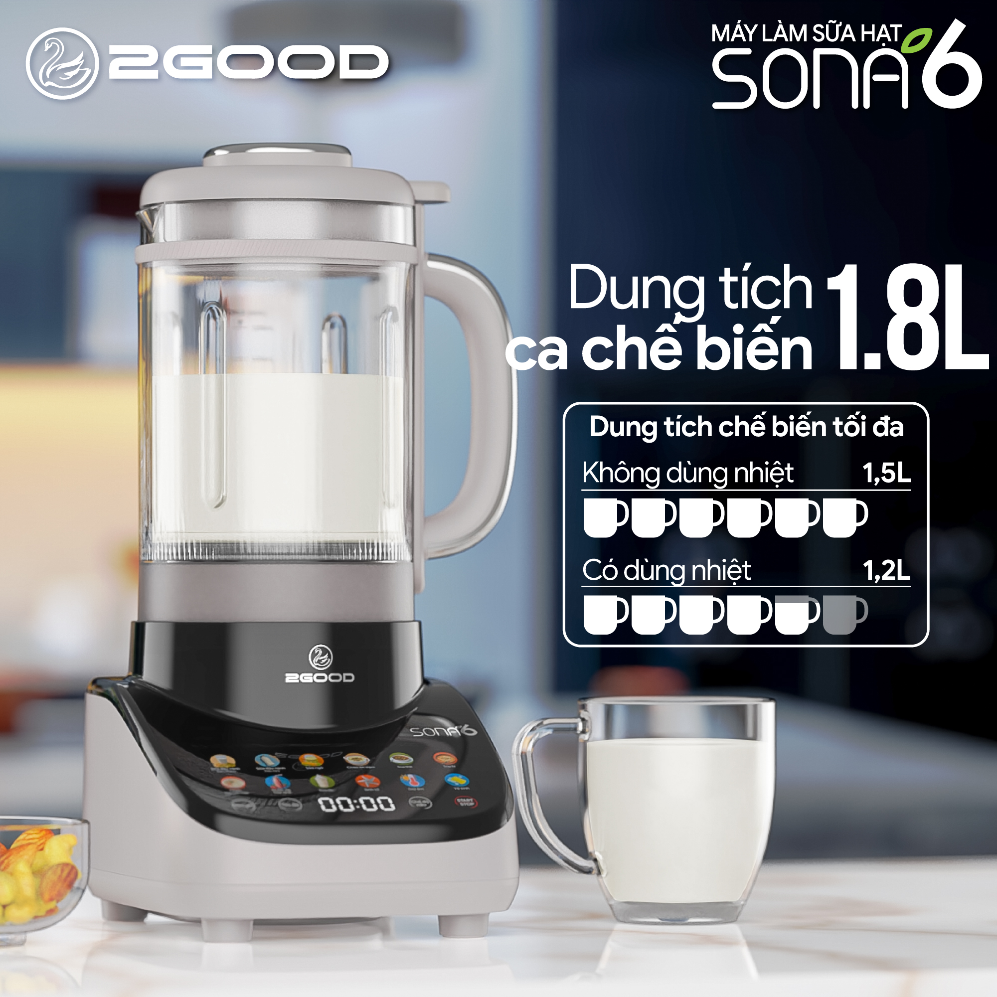 Máy Làm Sữa Hạt 2GOOD SONA 6 (1,8 lít)