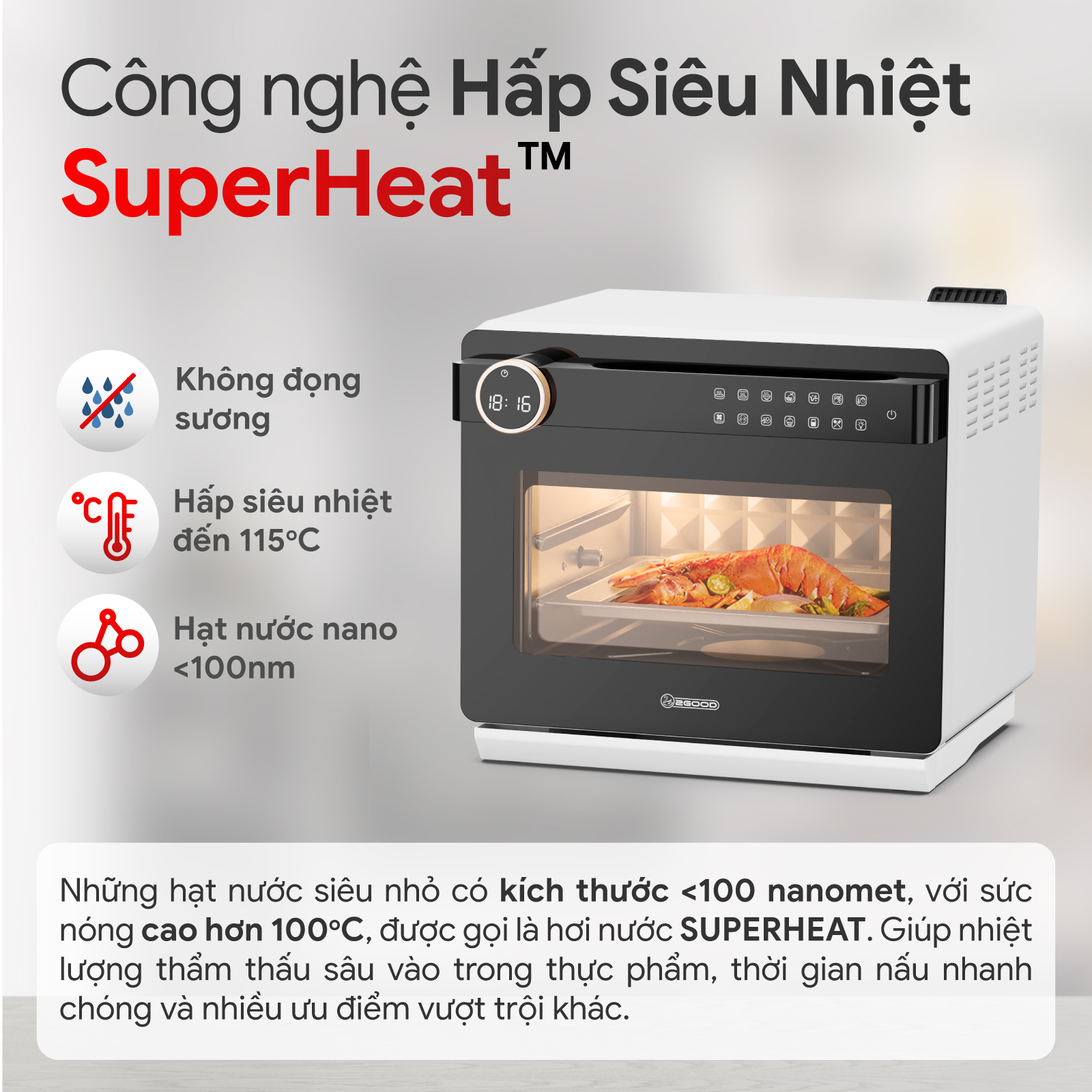 Nồi Chiên Không Dầu Kèm Hấp 2GOOD S100 (20 Lít)