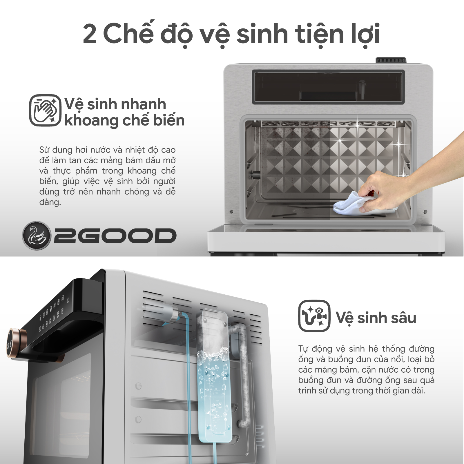 Nồi Chiên Không Dầu Kèm Hấp 2GOOD S100 (20 Lít)